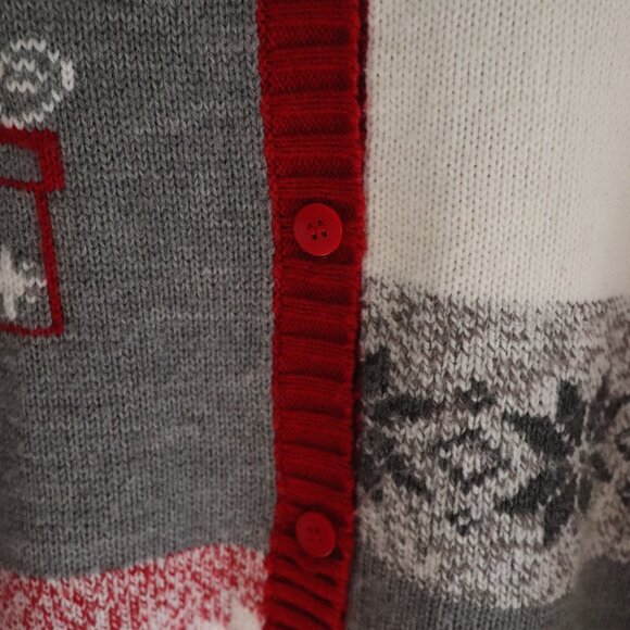 Vintage Penmans Plus Button Down 1X Red Christmas Winter Cardigan Knit Sweater - Picture 6 of 11